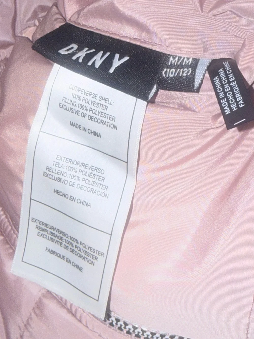 DKNY Girls' Dusty Pink Hooded Puffer Jacket
